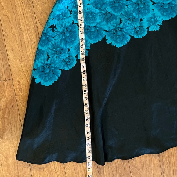 DB Sz 20 Women's Black Bold Floral Green Print Fit +Flare Dress Midi Formal - Picture 3 of 9